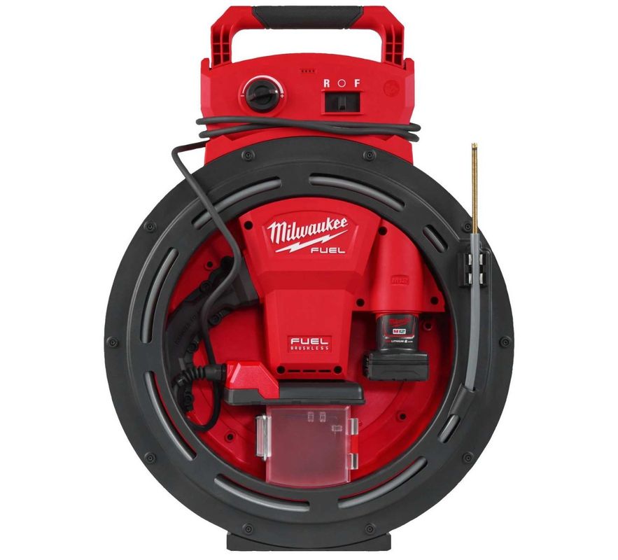 Masina pentru desfundat tevi M12 Milwaukee, ax flexibil de mare viteza, cu 2 acumulatori si un incarcator, 4933498378