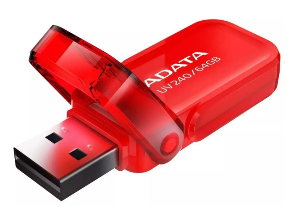 Memorie USB 2.0 ADATA UV240 AUV240-64G-RRD, 64 GB, rosu, 7 g, capac rabatabil, carcasa plastic
