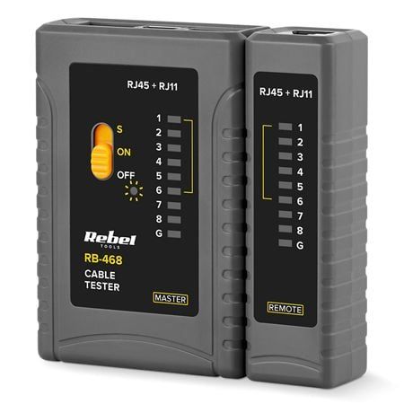 Tester pentru cablu RJ11/ RJ12/ RJ45, Rebel MIE-RB-468