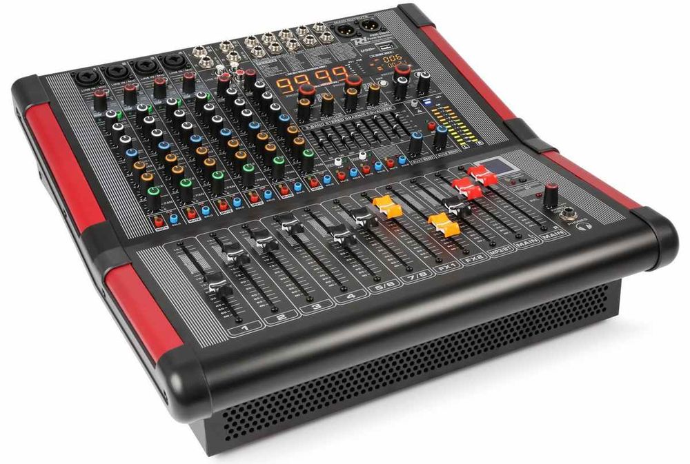 Mixer cu amplificator Power Dynamics PDM-S804A, 8 canale, 2x 350W, procesor dual, USB, Bluetooth, RCA, Jack 6.3mm