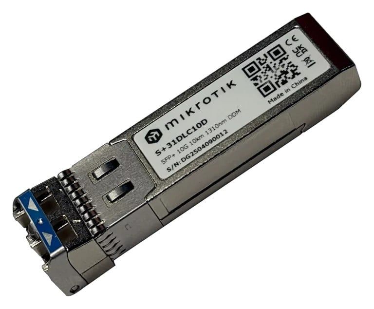 Modul SFP+ MikroTik S+31DLC10D , 10G, single-mode, 1310nm, conector Duplex LC, 10km, monitorizare DDM