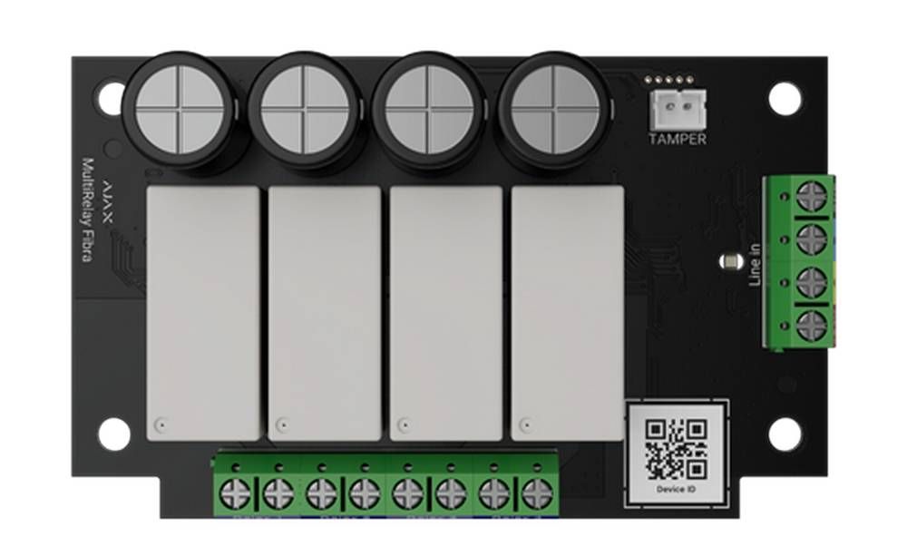 Modul releu cu 4 canale pentru control centrale Ajax Fibra, cablat, NO/NC, 5A/30V si 10A/230V, uz interior, AJAX MultiRelay Fibra