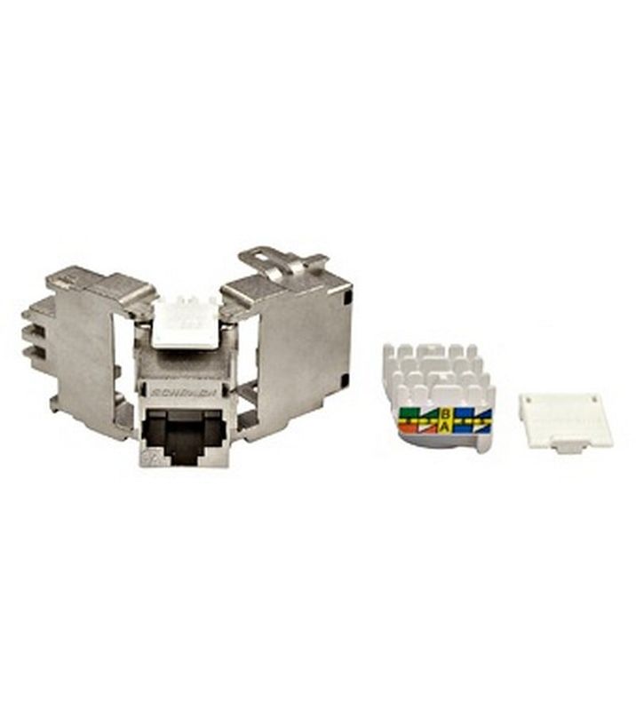 Modul RJ45 ecranat, Cat.6a, ISO/IEC 11801 AMD2, TOOLLESS LINE, Schrack, HSEMRJ6GWA
