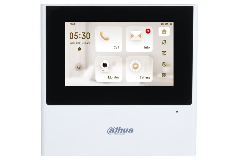 Monitor interior videointerfon IP, Wi-Fi Dahua VTH2611L-WP, ecran tactil 4.3 inch, audio bidirectional, PoE, 1x RJ45, carcasa ABS 