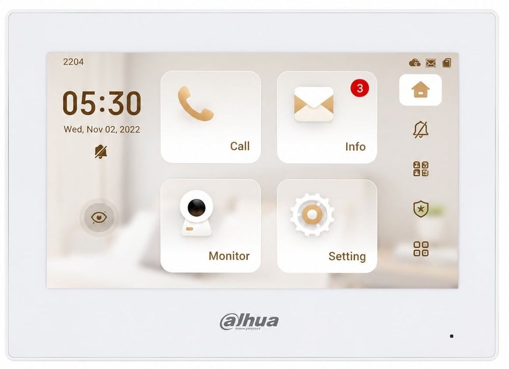Monitor videointerfon IP Dahua, 7 inch touch, Wi-Fi, PoE, audio bidirectional, 6 intrari alarma, VTH2621GW-WP