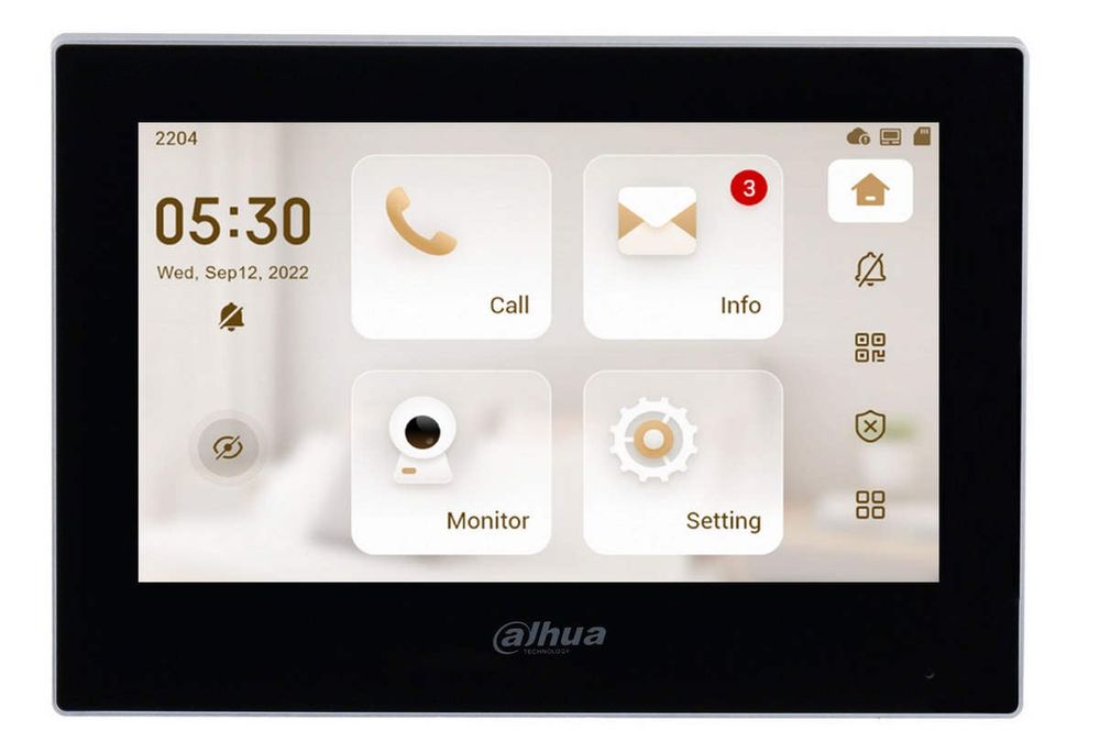 Monitor interior videointerfon IP Dahua VTH2621G-P, aparent, ecran 7 inch TFT, Audio bidirectional, Alarma, PoE, negru
