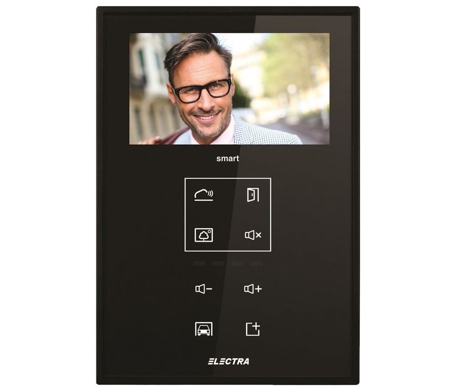 Monitor videointerfon de interior, 4.3 inch, Smart LCD color, taste touch, negru, montaj aparent, IP 31, Electra VTM.4S083.ELBTL