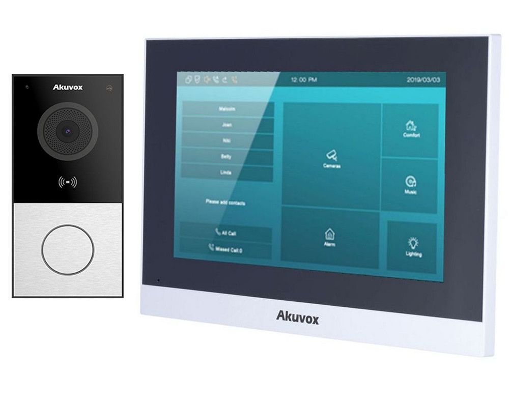 Kit videointerfon Akuvox, TCP/IP, PoE, o familie, monitor 7 inch, KITIPAKUVOX