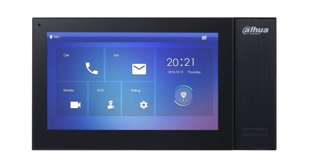 Monitor videointerfon IP Dahua VTH2421FB-P, ecran 7 inch, microfon, difuzor, PoE, negru
