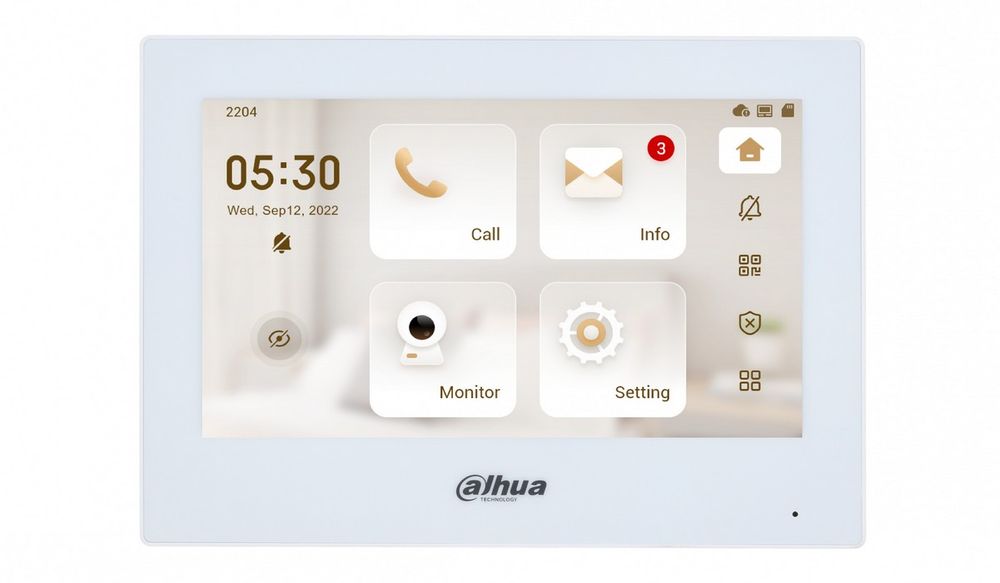 Monitor videointerfon IP Dahua VTH2622GW-W, ecran 7" TFT, Wi-Fi, 2 fire, comunicare bidirectionala