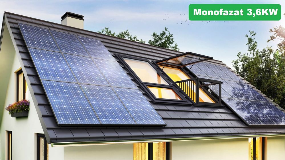 Pachet complet 3.6kW, cu invertor monofazat Growatt On-Grid, 8x Longi 450W, Montare pe tigla