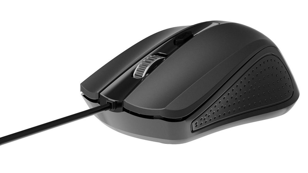 Mouse optic cu fir Gembird  MUS-4B-01, 1200 DPI, 4 butoane, USB, cablu 1.35m, negru/gri