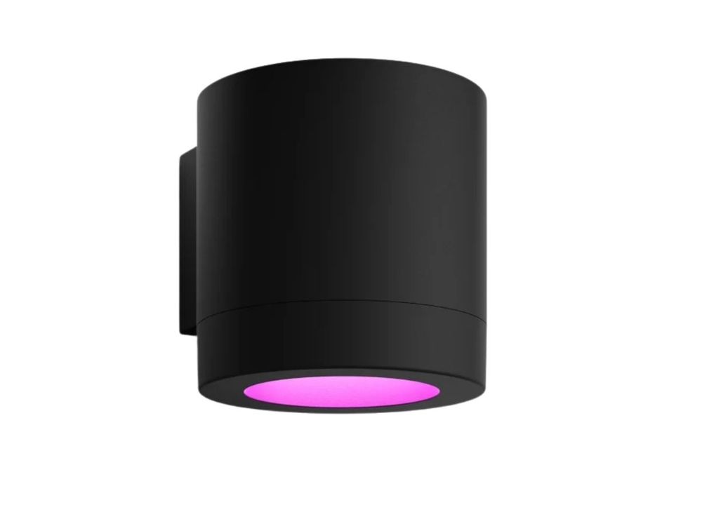 Aplica LED smart exterior Philips Hue Muscari, 4.2W, 400lm, lumina alba si color, 2000-6500K, Bluetooth, Zigbee, IP44, negru, 8721103165589