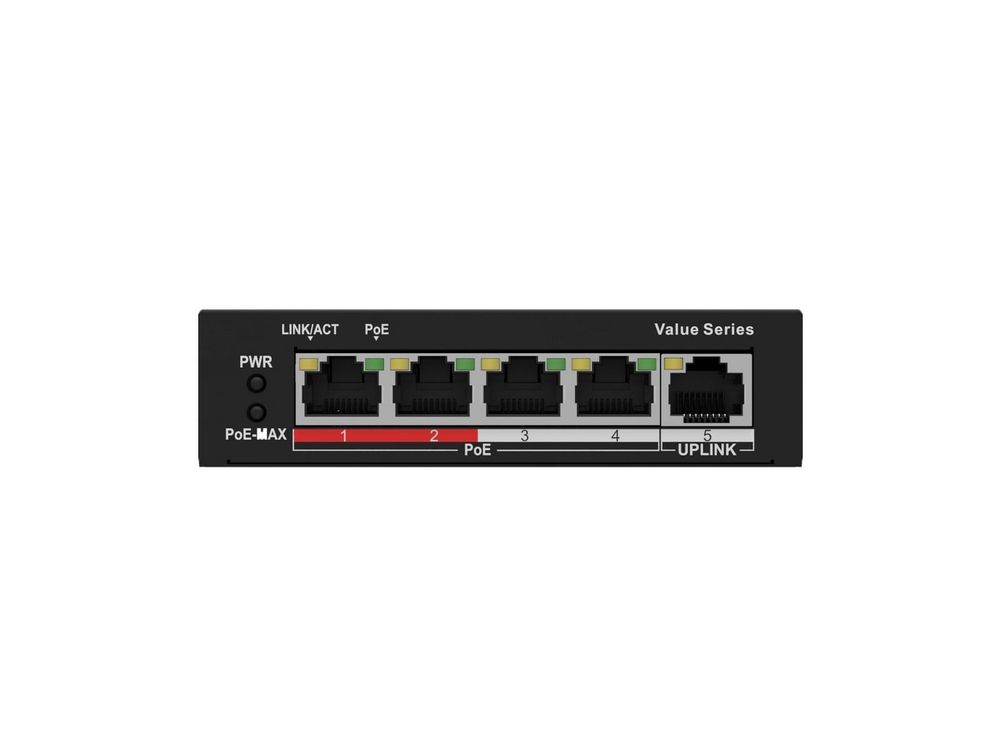 Switch Hikvision NS-0105P-35, 4x PoE RJ45 100Mbps, 1x 100Mbps
