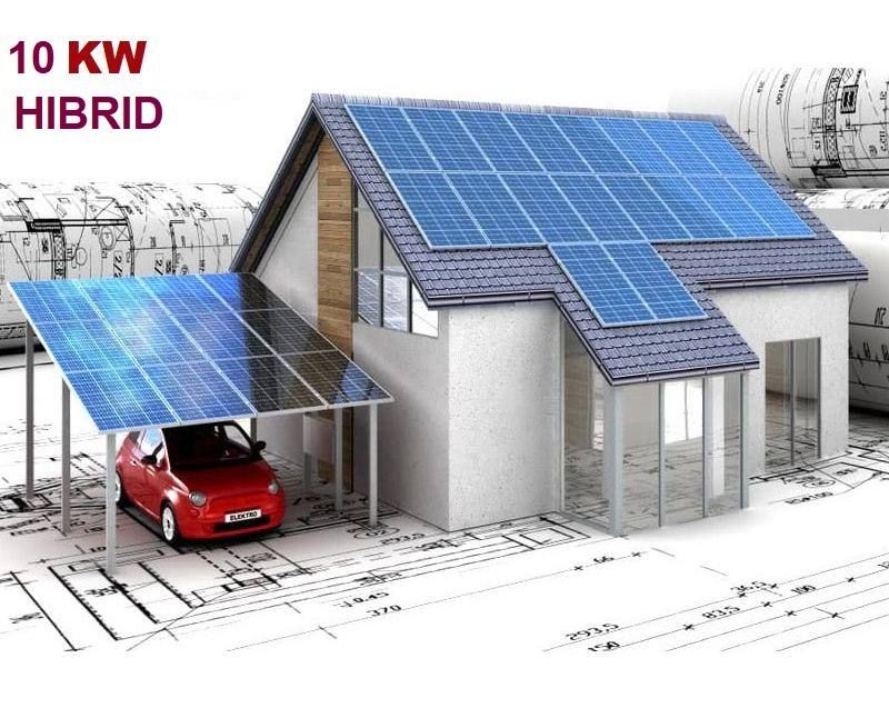 Sistem fotovoltaic hibrid 10KW, montaj pe acoperis tigla ceramica, SV10KW-3F-HIBRID-C