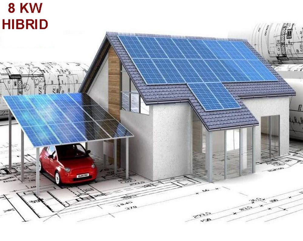 Sistem de alimentare cu energie solara 8KW, Hibrid, trifazat, montaj pe acoperis de ceramica SV8KW-3F-HIB-C