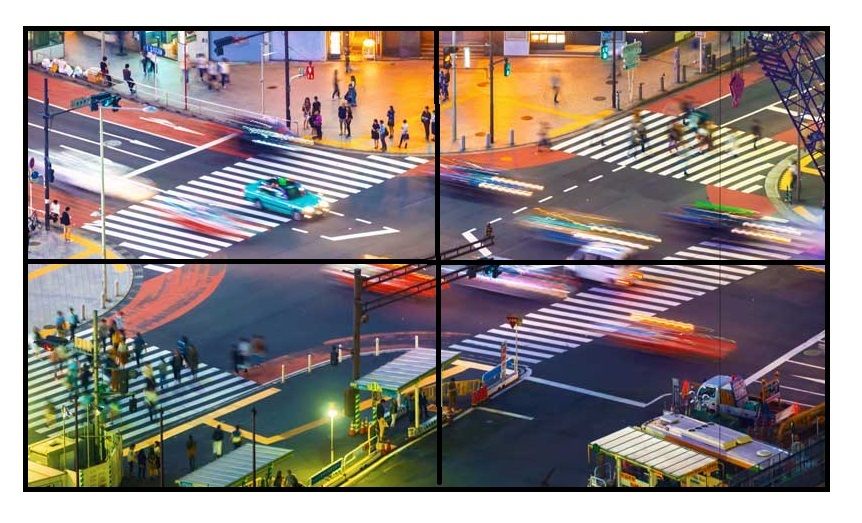 Videowall monitoare video LED, diagonala 4x55" inci (4x140 cm), cu splitter HDMI, Safer WALL55-2X2
