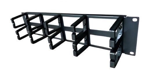 Organizator cabluri orizontal cu inele, 2U, plastic si metal, rack 19 inch, negru, SAF- ORGI2U