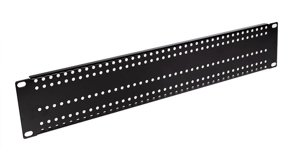 Panou metalic ATTE 2U, rack 19 inch, perforat, otel vopsit, RAL 9004, ADD-RACK2U1