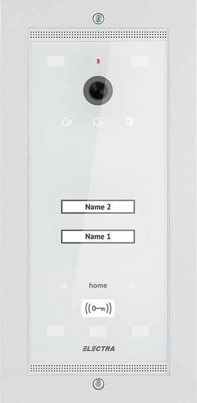 Panou video exterior pentru videointerfon Electra, 2 familii, incastrat, alb, VPM.02F03.ELWH4