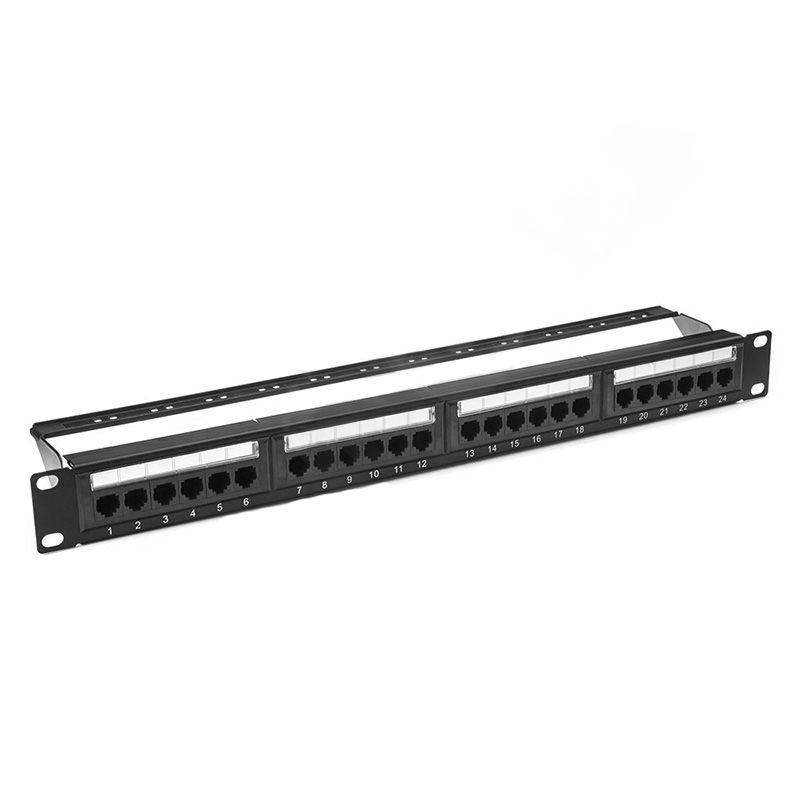Patch panel 19 inch, 24 porturi Cat5E, 1U, organizator cabluri, Safer PATCHPANEL-C5E-24P