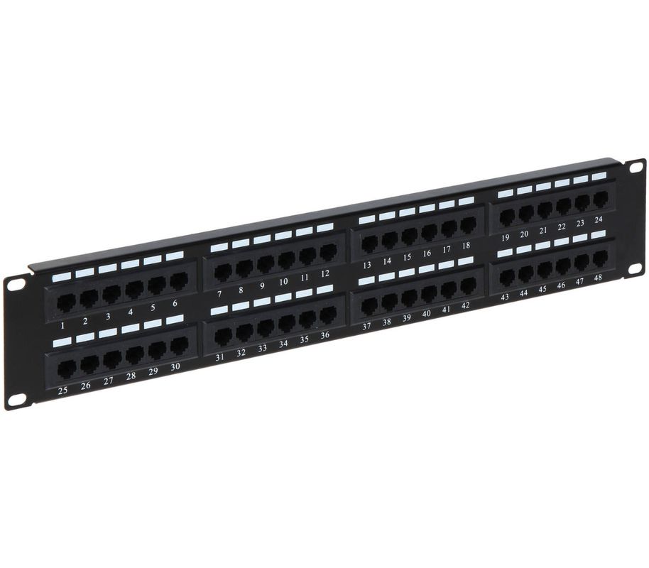 Patch panel 19 inch, 48 porturi Cat5E, 2U, organizator cabluri, Safer PATCHPANEL-C5E-48P