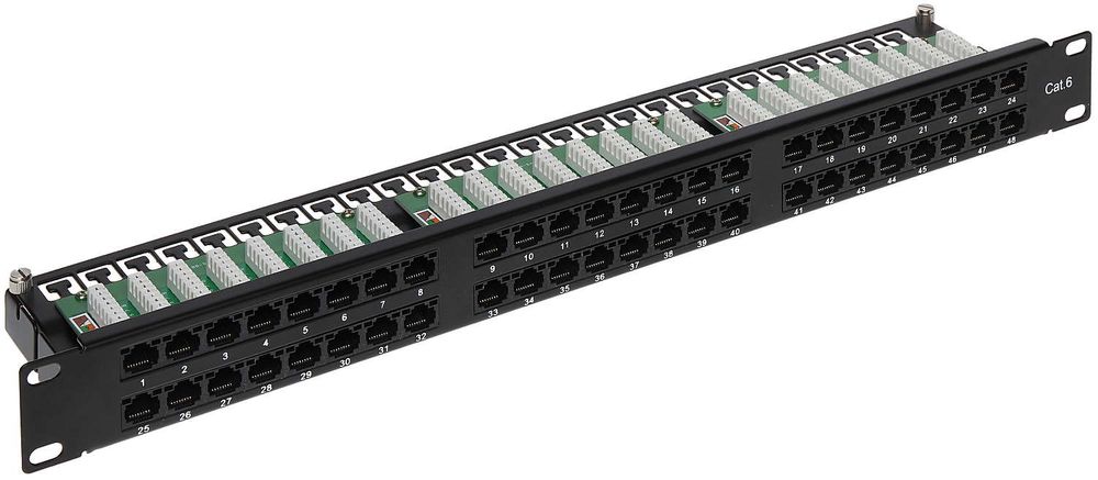 Patch panel 19 inch, Delta PP-48/RJ/6C, 48 porturi Cat6, 1U, organizator cabluri