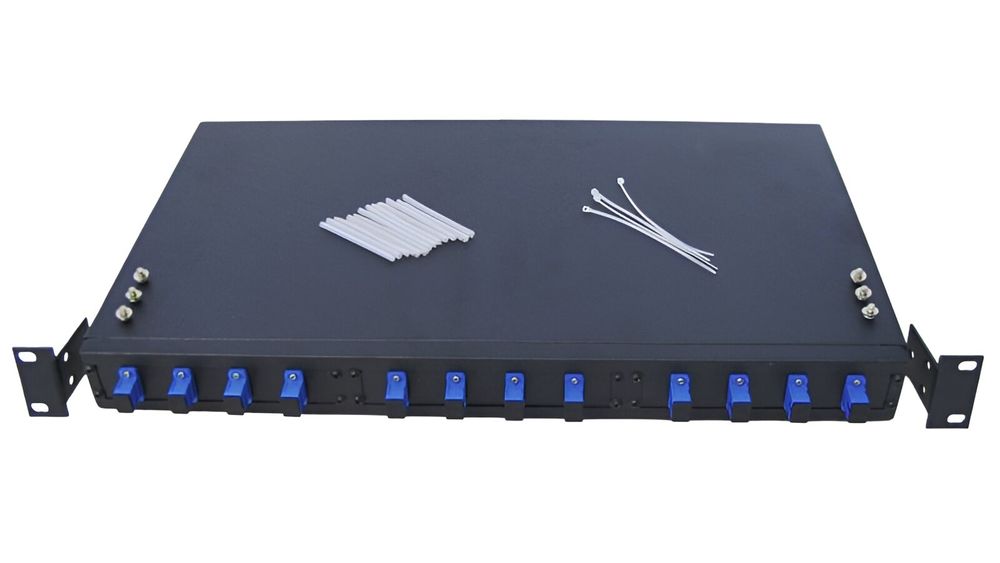 Patch Panel pentru fibra optica, 1U, 12 porturi SC/PC, echipat, 4 intrari cablu spate, rack 19 inch, metalic, TS-ODF12SC-BG