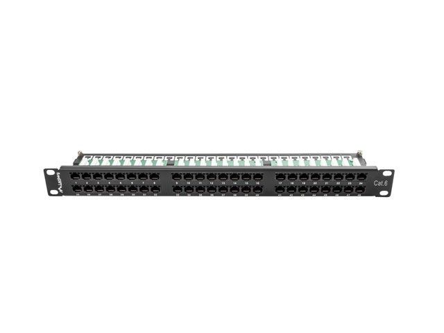Patch panel retele ICT Lanberg, 48 porturi, 1U, 19 inch, Cat.6 UTP, negru, conectori IDC/LSA, PPU6-1048-B