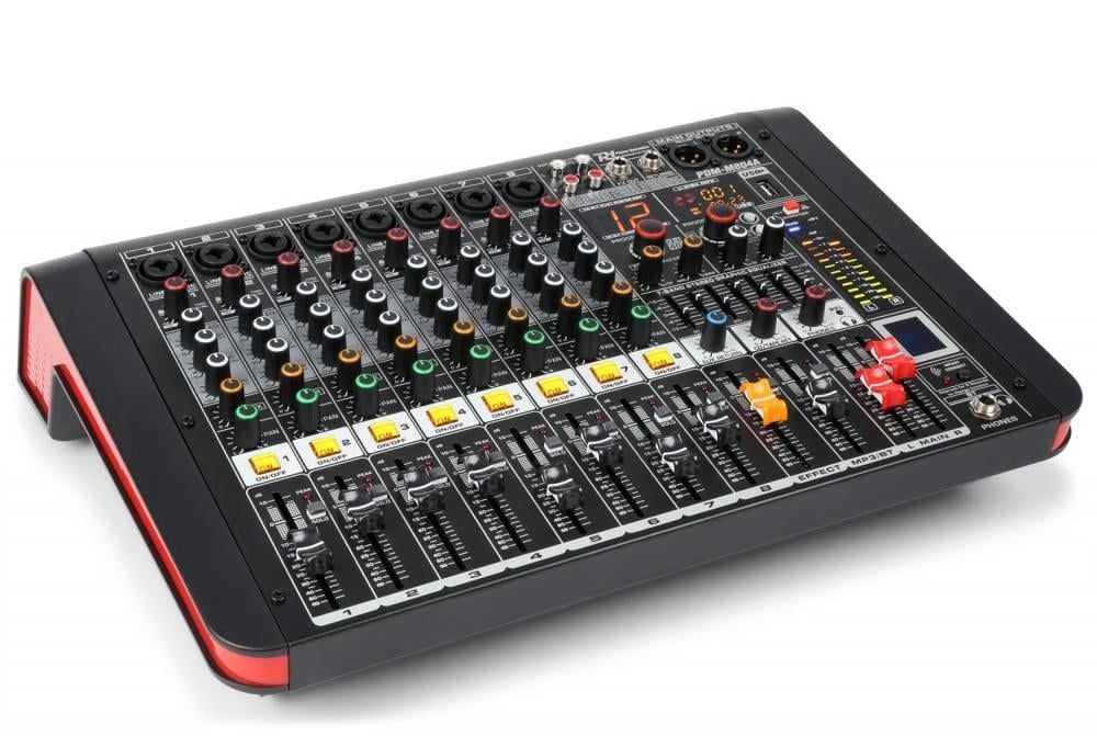 Mixer cu amplificator, 8 canale, 2x200W, 4 Ohm, Bluetooth, USB, RCA, XLR, Jack 6.3mm, Power Dynamics PDM-M804A
