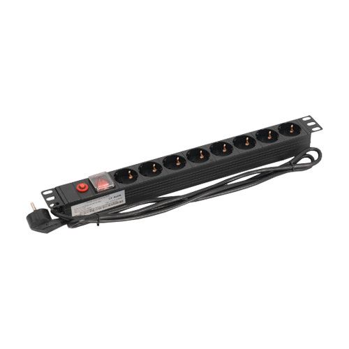 Priza rackabila 8 posturi SCHUKO cu intrerupator 1U, PDU 8P, ASY-PDU-8