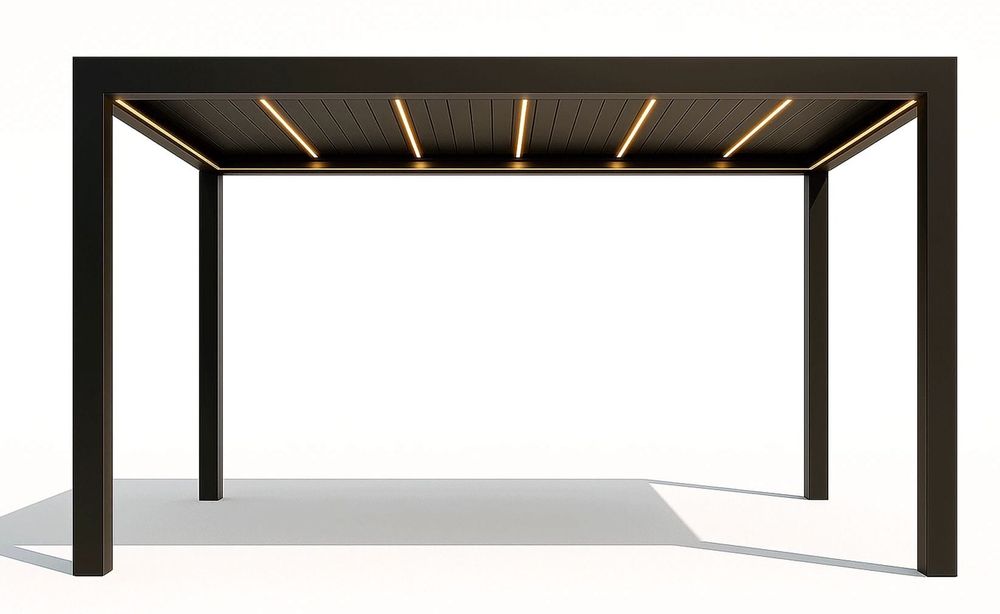 Pergola bioclimatica Virtuoso 23-824/LED, 3000x4000x2500mm, acoperis reglabil, panou control lumini, aluminiu