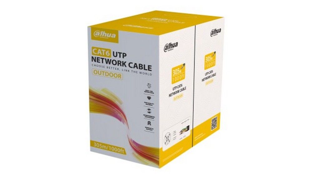 Cablu retea exterior Dahua UTP Cat6 PFM920-6UN-BK, 305m, compatibil PoE, 24 AWG, cupru fara oxigen, manta PE neagra
