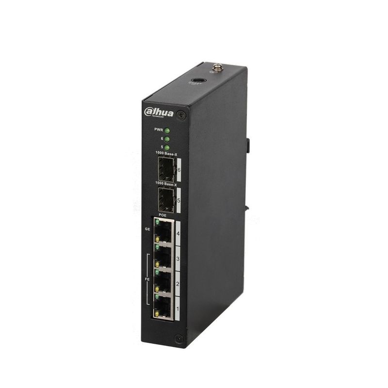 Switch 4 porturi POE, 2x SFP Gigabit, putere PoE 95W, fara management, PFS3206-4P-96 Dahua