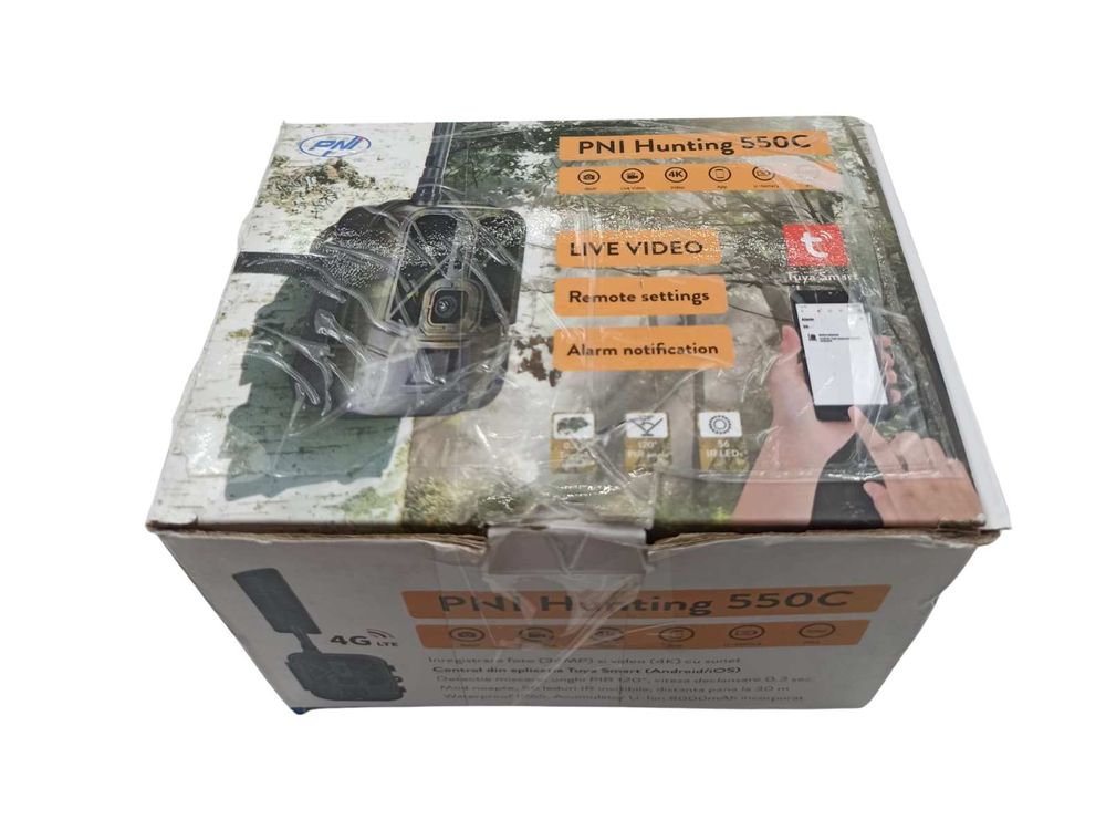 [RESIGILAT] Camera vanatoare 4G LTE, PNI-HUNT550C-R2, video 4K, foto 36MP, 4mm, IR30m, PIR 120°, aplicatia Tuya, acumulator 8000mAh, IP65