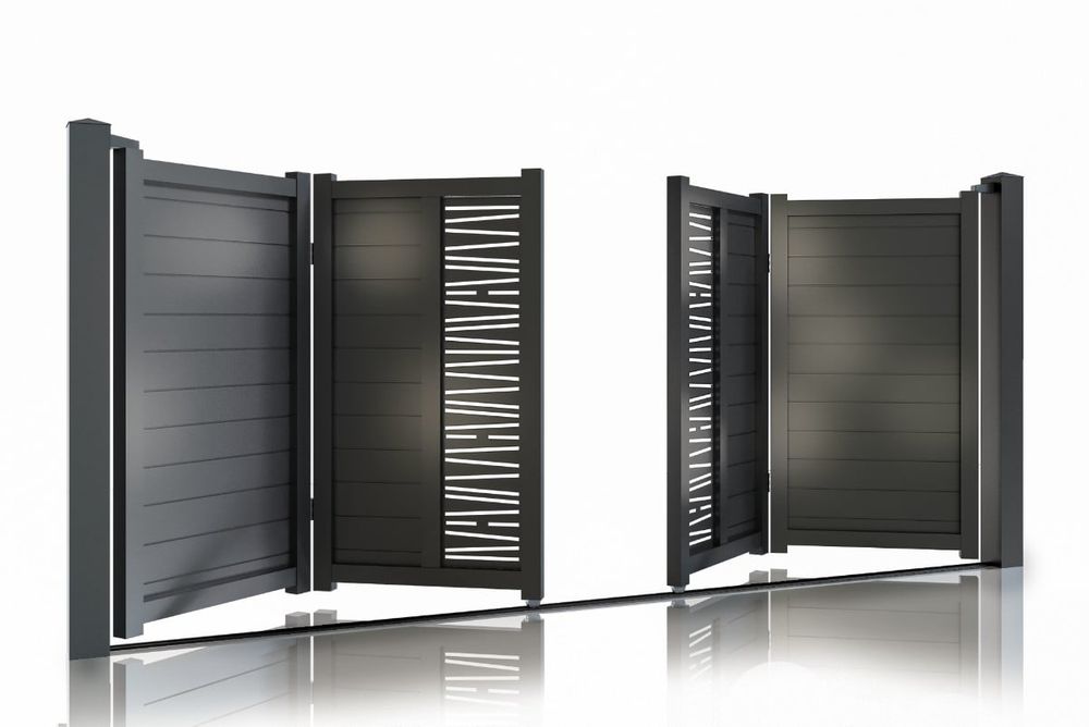 Poarta auto bifold curte Virtuoso Poseidon, 4000x1800mm, aluminiu, gri antracit, 50-843/7016/4.0
