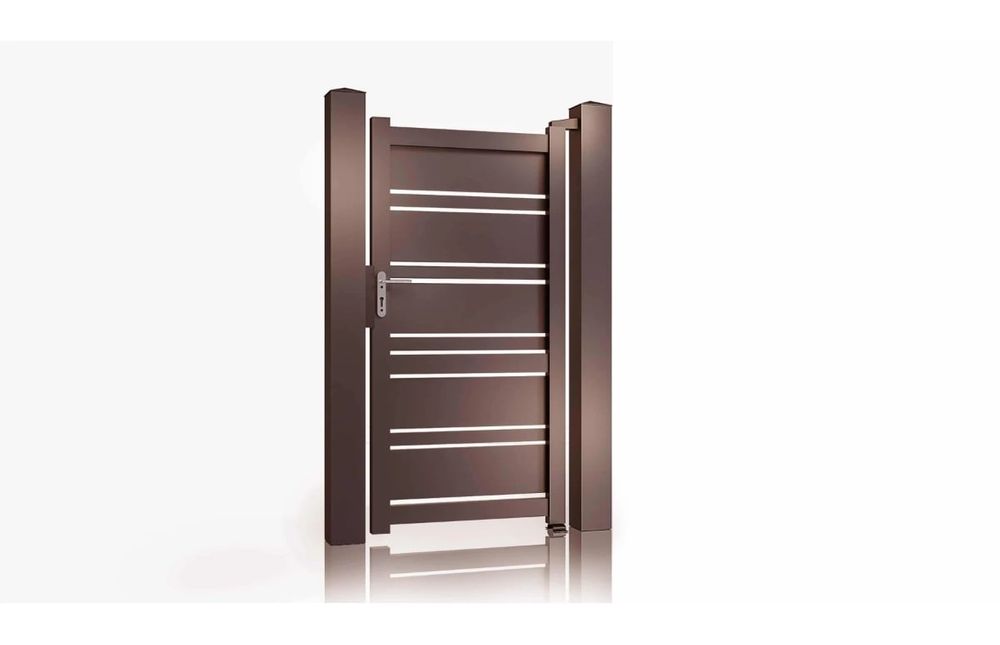 Poarta pietonala aluminiu Neptun, 900x1800mm 50-831/8017, maro, lamele reglabile, rezistenta la intemperii, montaj usor