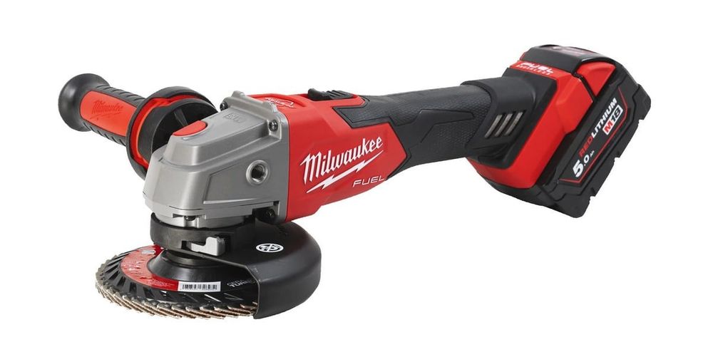 Polizor unghiular cu acumulator Milwaukee M18 FSAG125XB-502X, 125mm, 8500 RPM, motor fara perii, functie RAPIDSTOP, 4933478430