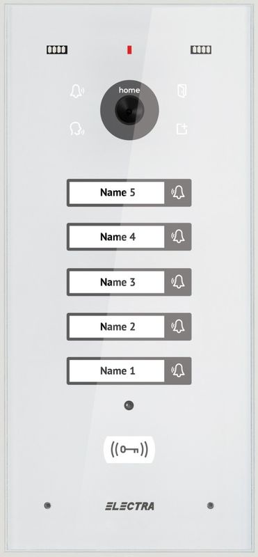 Post exterior videointerfon VPH.05F03.ELWTL, pentru 5 familii, montaj aparent, cititor RFID, culoare alba