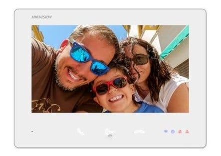 Monitor videointerfon Hikvision TCP/IP, 2 fire, 7 inch touchscreen, Wi-Fi, 48 VDC, DS-KH7300EY-WTHE2/WH