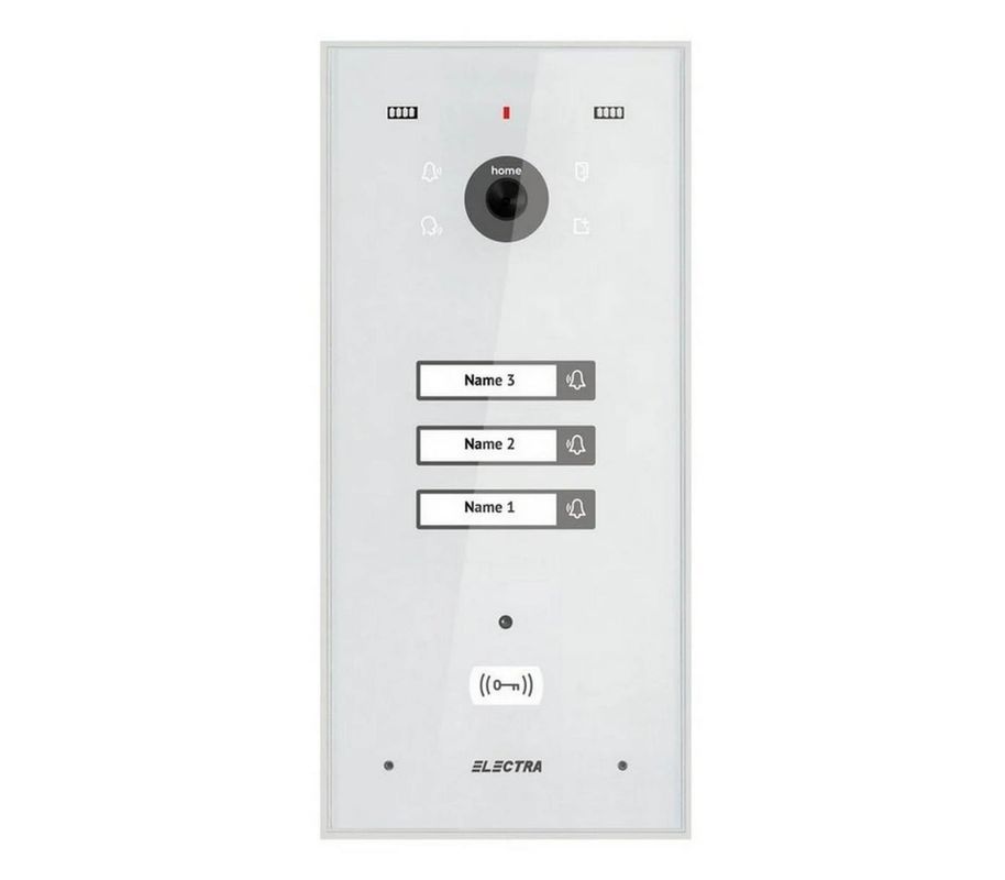Post exterior videointerfon, 3 familii, montaj incastrat, 4 fire, culoare alba, cititor RFID, Electra VPH.03F03.ELWTL