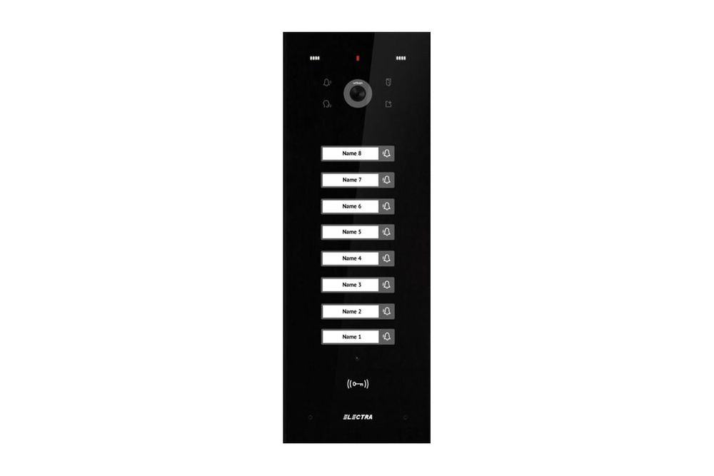 Post exterior videointerfon Electra VPU.08F03.ELBTL, 8 familii, camera CMOS, tastatura touch, acces RFID, montaj incastrat, IP44