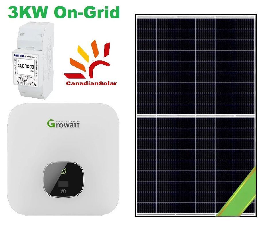 Pachet 3KW ON GRID Monofazat Canadian Solar si Growatt si Smart Meter Growat inclus