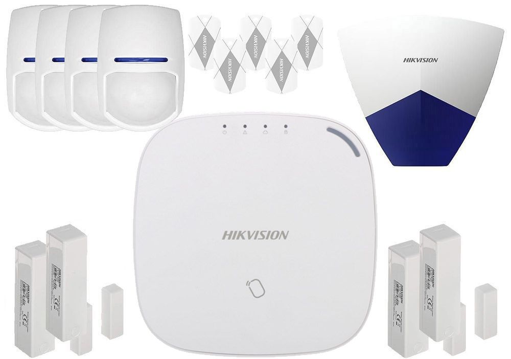 Kit alarma wireless 8 zone, Hikvision, IP/GPRS/4G, sirena exterior, KIT-A-8Z-L-EXT