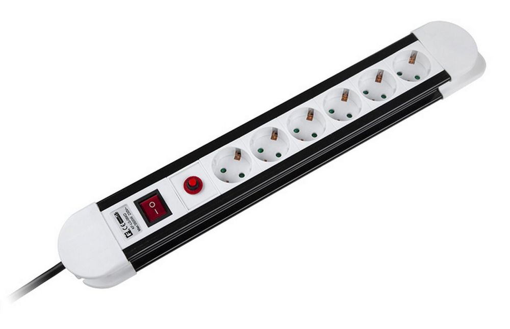 Prelungitor 6 posturi, putere maxima 3500W, lungime cablu 3 metri 3x1.5 mm, Rebel URZ3069-3B