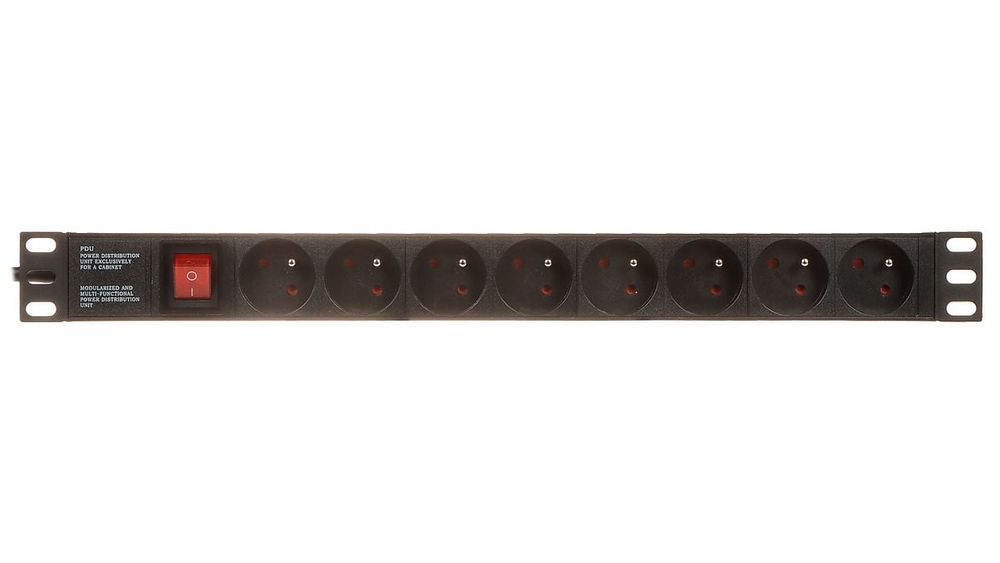 Prelungitor rack 19 inch PD-8/R, 8 prize CEE 7/5, 230V, 16A, 3680W, cablu 1.8m, intrerupator iluminat, 1U
