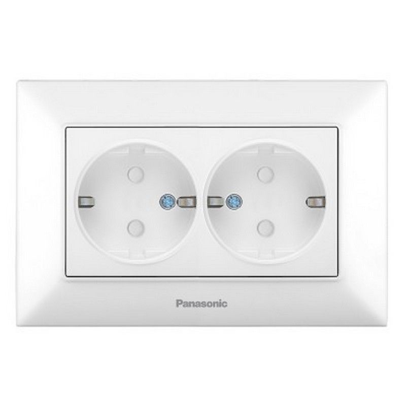 Priza SCHUKO dubla 2P+E cu obturator protectie copil 16A 250V alb, P-AS2.COP