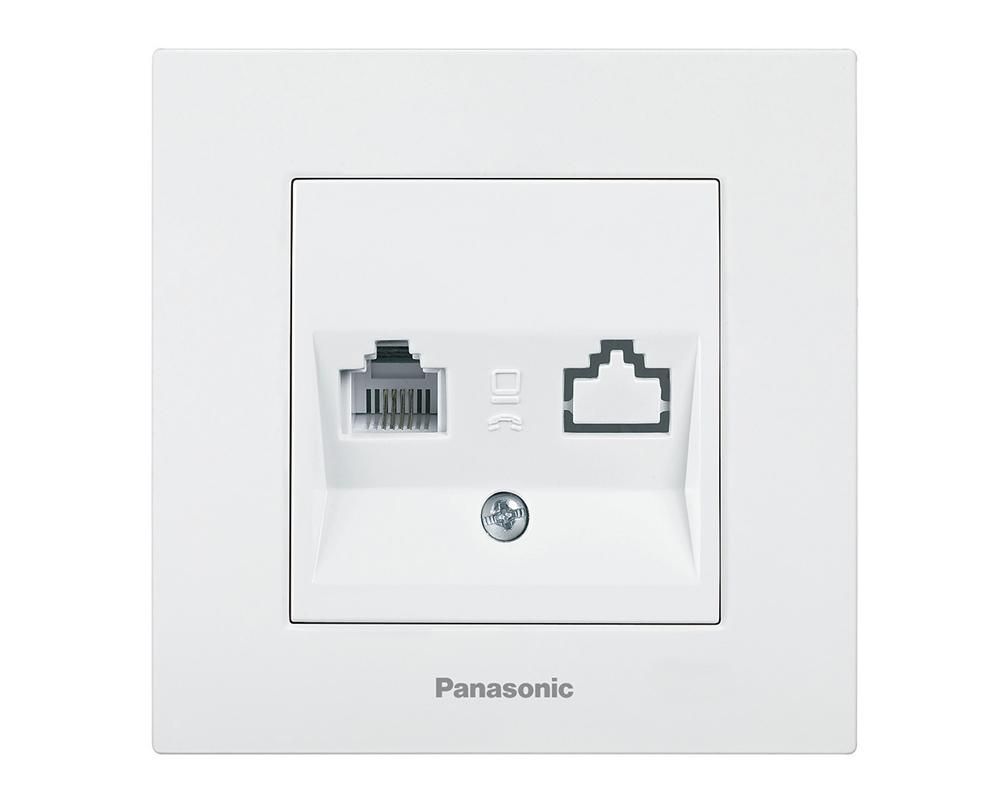 Priza telefon, 1xRJ11, CAT5E, montaj pe doza rotunda, alb, P20, Karre Plus Panasonic P-KPTP