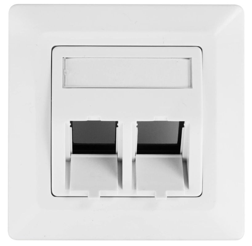 Priza date pentru 2 module Schrack TOOLLESS LINE HSED02UW2S, compatibil cu HSEAP842WF, 80x80mm, inclinat
