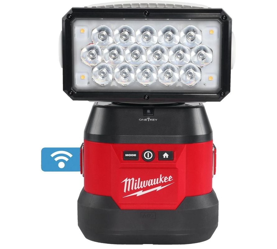 Proiector utilitar Milwaukee M18 ONE-KEY cu telecomanda, 4250 lumeni, 2 moduri, raza actiune 1200m, IP54, 4933498303